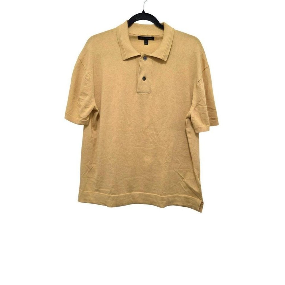 Banana Republic Men's L‎ Yellow Short-Sleeve Beach Vacation Polo Shirt Side Slit